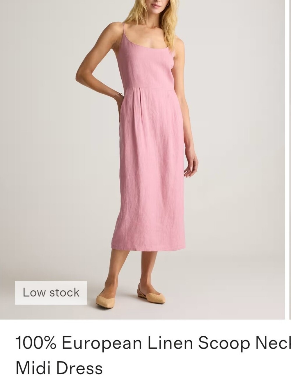 EUC Quince 100% European Linen Scoop Neck Midi Dress